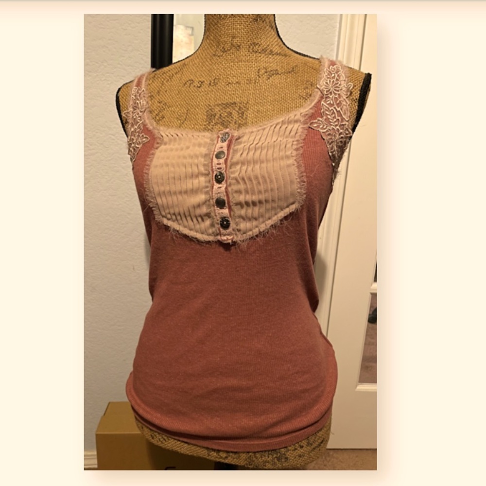 Free People Pleated Mauve Tank Top